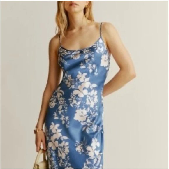 💜SPECIAL SALE💜Reformation Alisal Silk Dress in Cyanotype - Picture 5 of 16